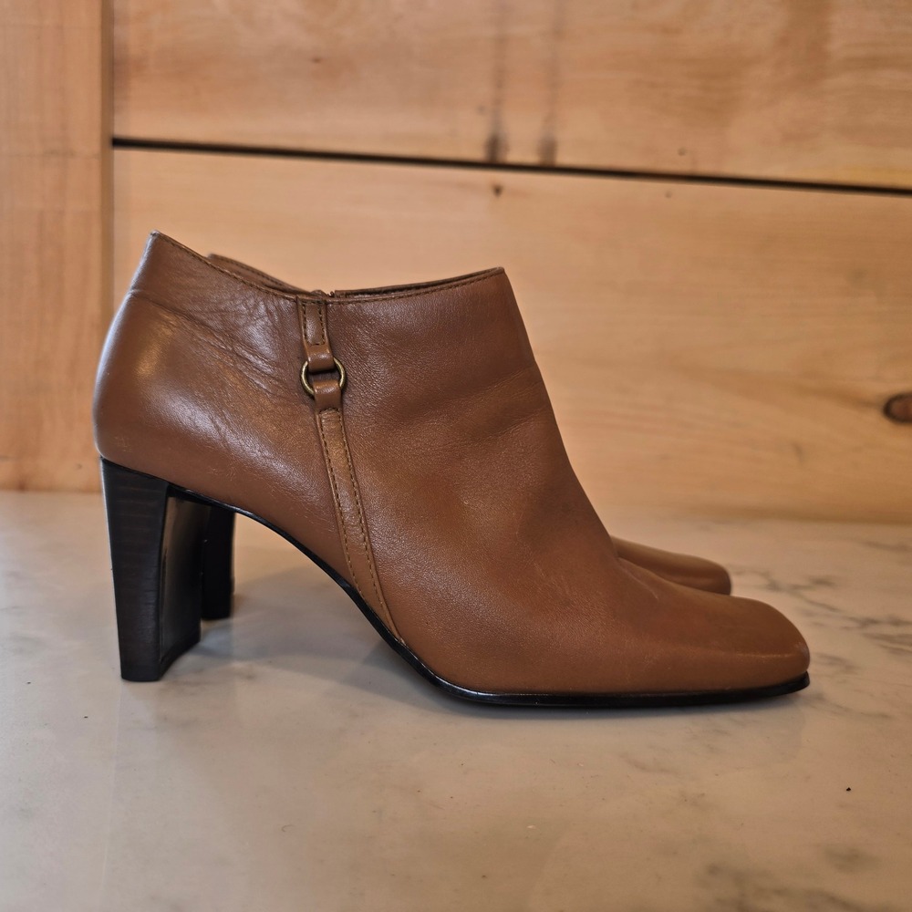 Westies Abee Boot Womens 6 Tan Leather Ankle Bootie Heel